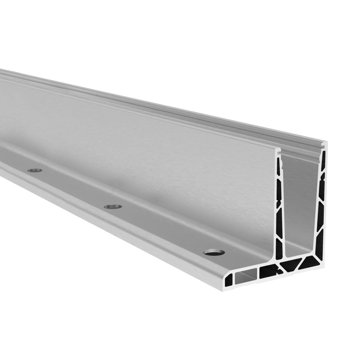 Ganzglasgelaenderprofil Aluminium 2500 mm fuer Glas 12-17-52 mm Oberverankerung-89-11AL0006UNO2500SE-A.4