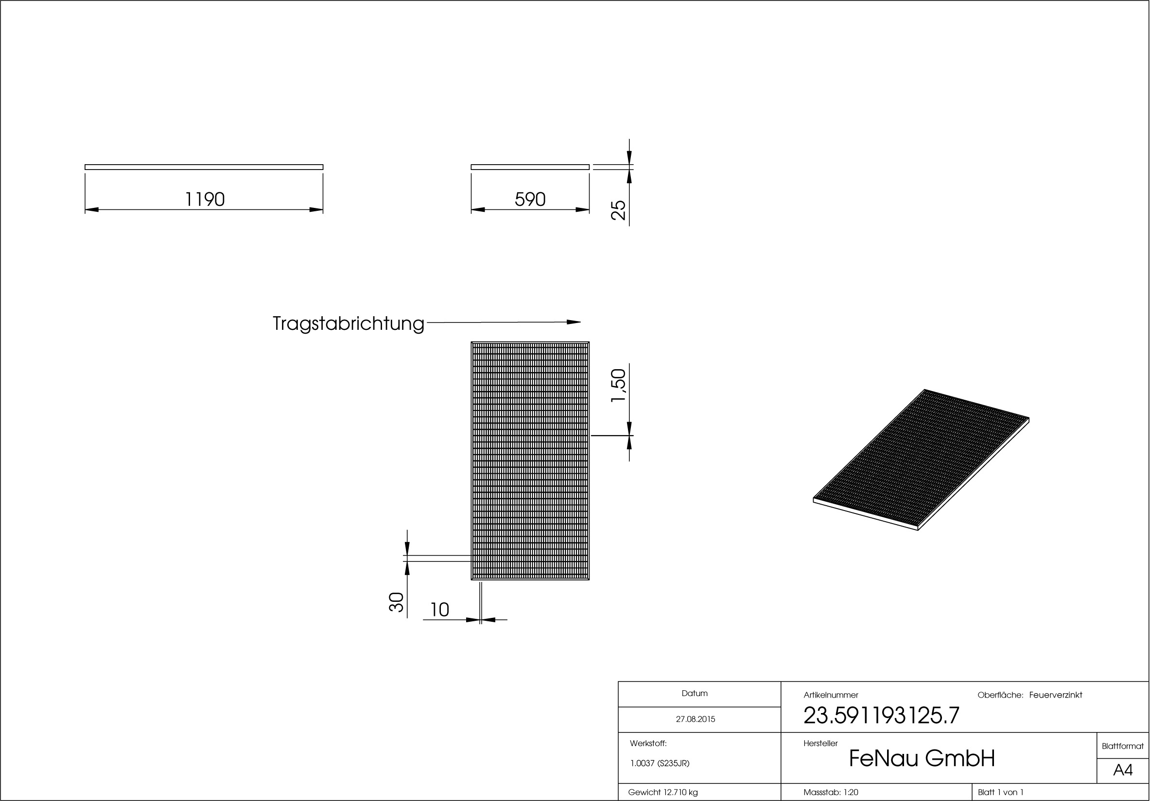 Lichtschachtrost Baunormrost - Masse-  590x1190x25 mm 30-10 mm - aus S235JR -St37-2- im Vollbad feuerverzinkt-23-591193125.7