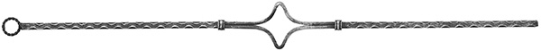Zierstab - Laenge- 900 mm - Material- 12x12mm - gehaemmert - Stahl -Roh- S235JR-30-1064.8