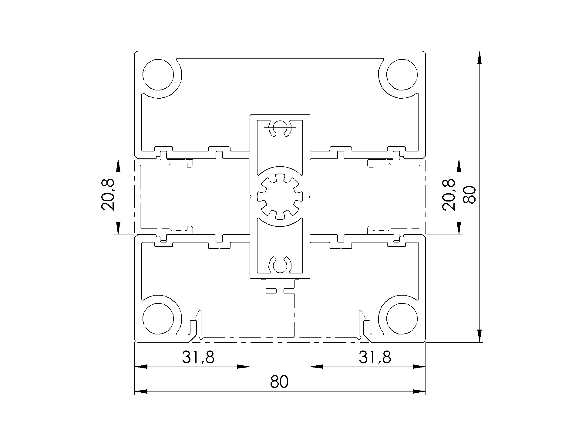 Zaunpfosten Aluminium 80 x 80 mm – 2-5 m Anthrazit RAL 7016 pulverbeschichtet-89.FGFP80X802500R7016