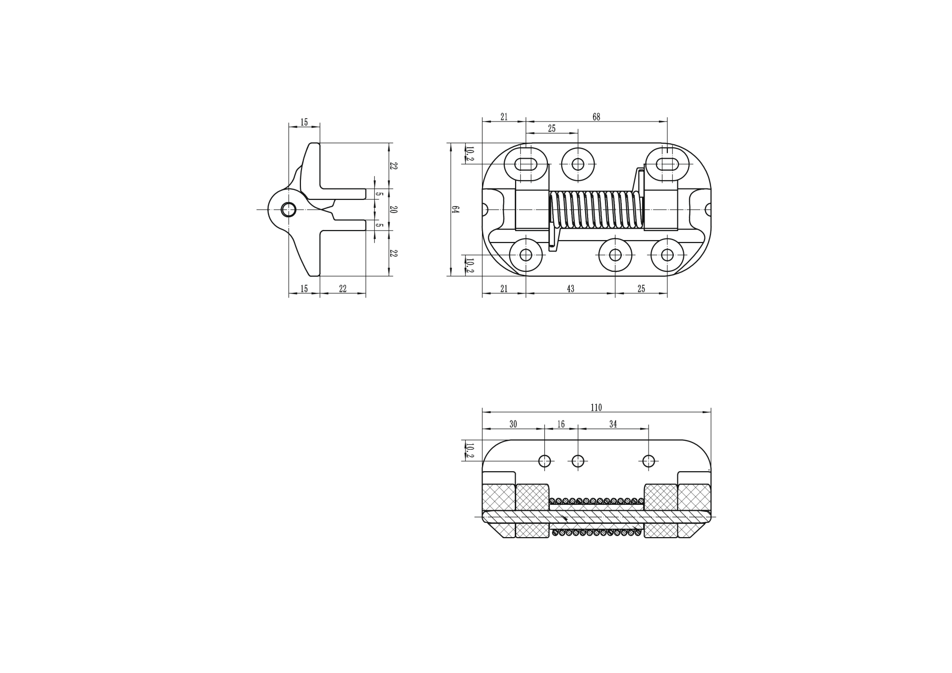 Selbstschliessendes Torband Kunststoff fuer Tore bis 35 kg- 1 Paar-89-11D1902F110L-A.4