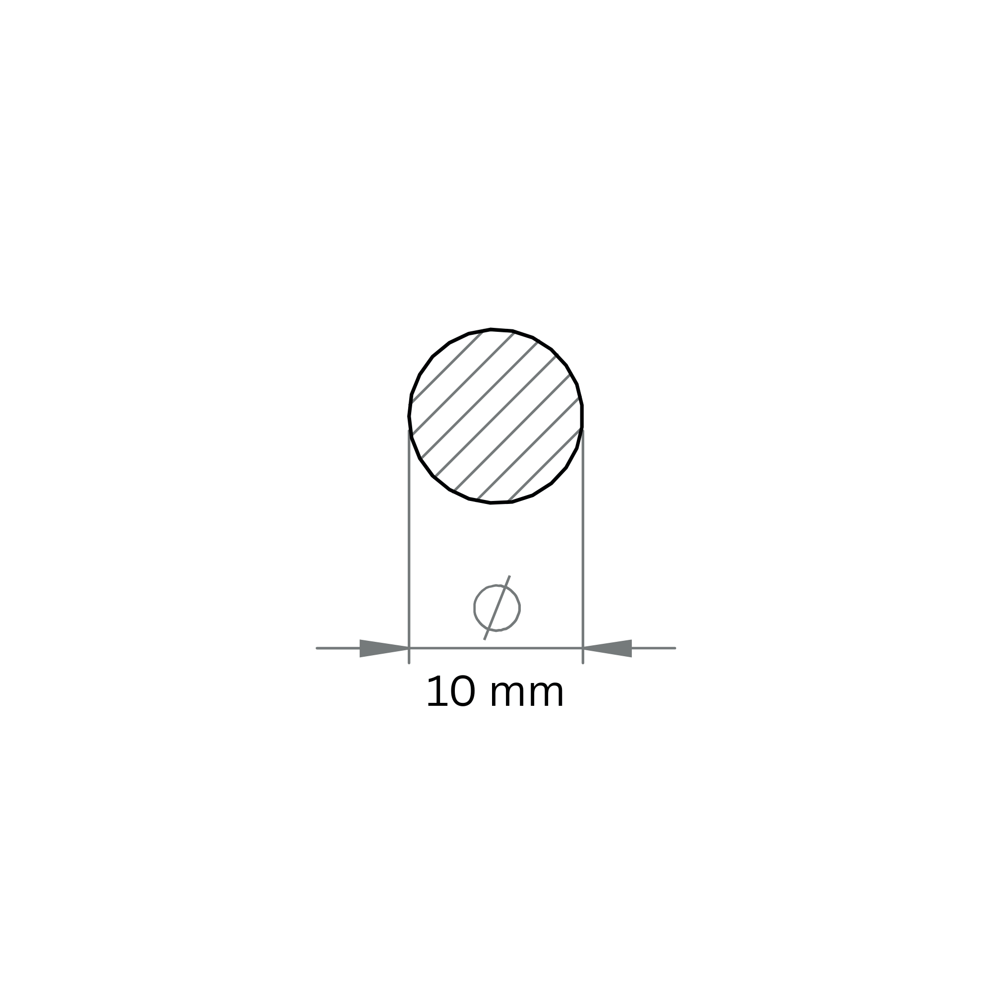 Rundmaterial Ø 10 mm Laenge- 3000 mm Stahl S235JR- roh-30-2141.8