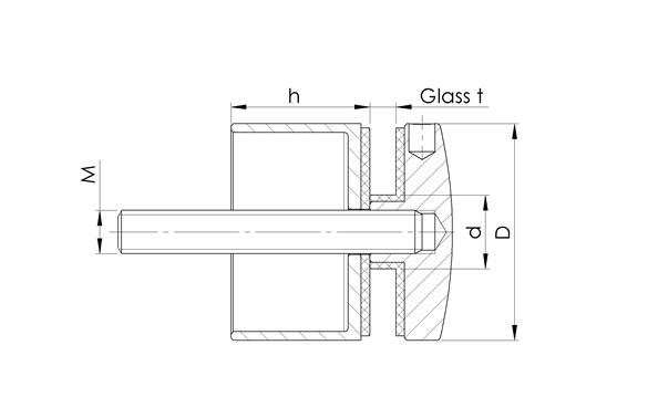 Glaspunkthalter-Unterteil Ø 50 mm- V2A- Hoehe- 30 mm-10-5100-A30.4