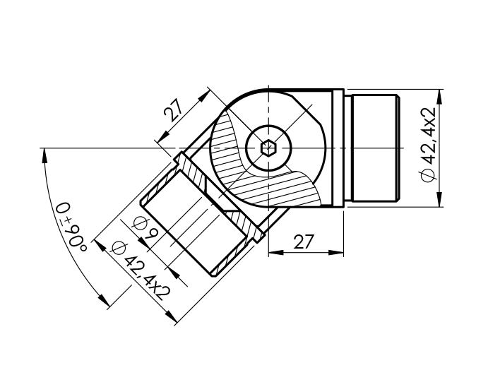 Achsenhalter Edelstahl AISI 304 verstellbar geschliffen-89-11A0857000-A.4