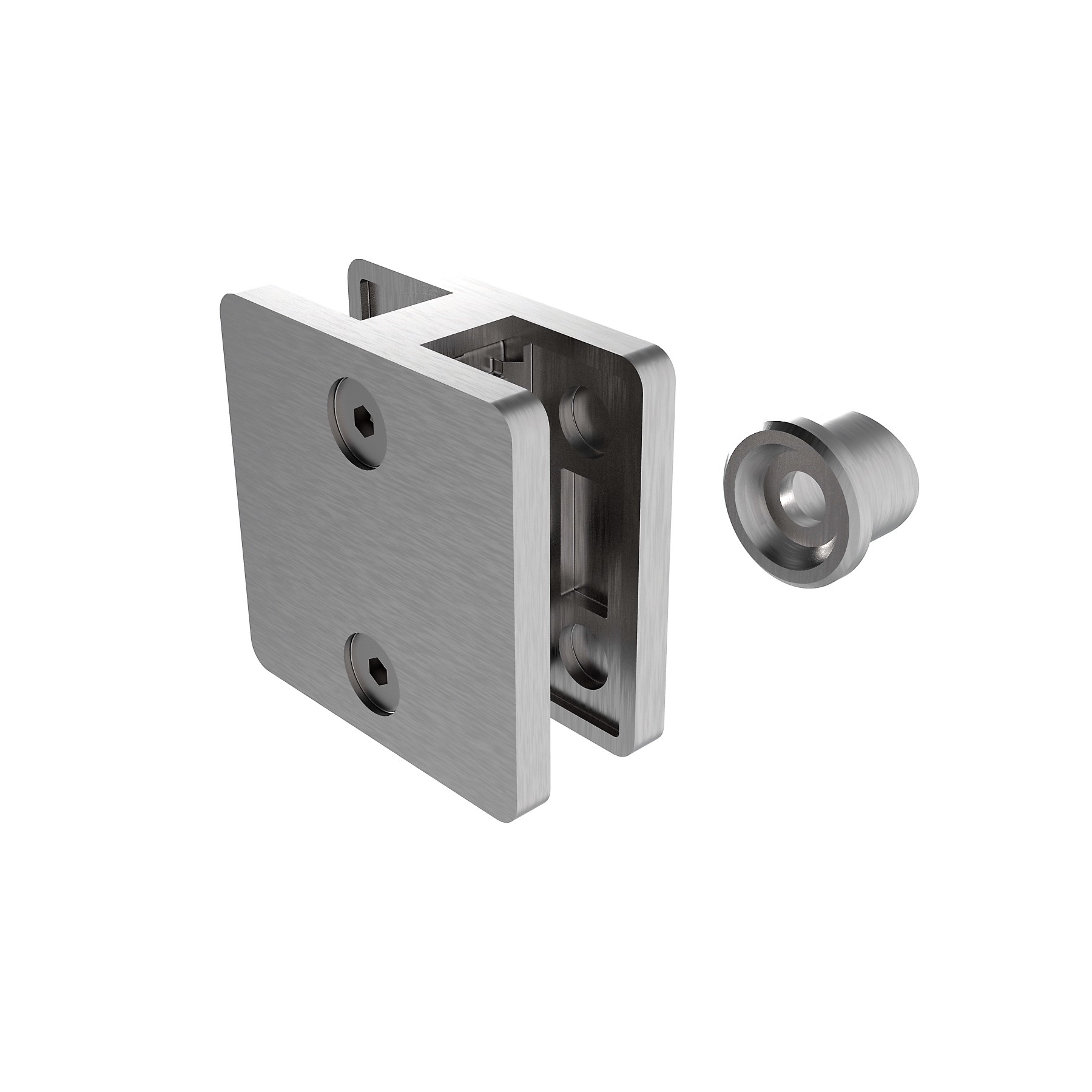 Glashalter Off-Axis Edelstahl AISI 316 fuer Glas 6-12-76 mm Pfosten D42-4 doppelseitig-89-11A142100742-A.4