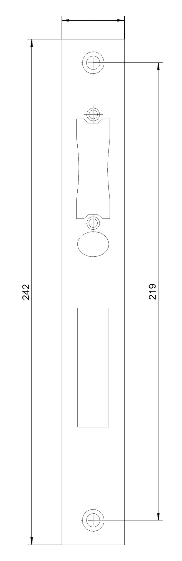 Schliessblech 30x242x3 mm fuer Einsteckschloesser V2A-11-3542.4
