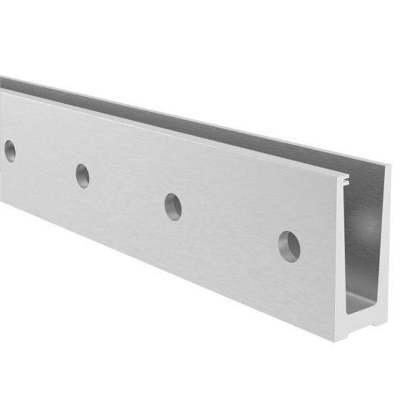 Ganzglasgelaenderprofil Aluminium 5000 mm fuer Glas 21-52-25-52 mm Seitenverankerung-89-11AL00095000SE-A.4