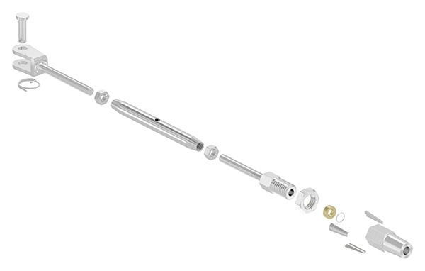 Wantenspanner - Gabel-Seilhalter - fuer Seil Ø 3 mm - V4A-11-2986.1