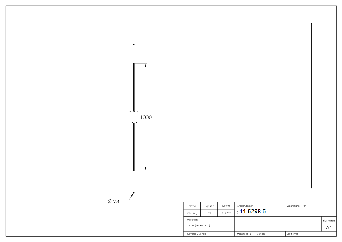 Gewindestange M4 1000 mm V2A Edelstahl-11-5298.5