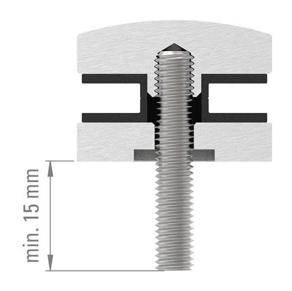 Glaspunkthalter-Oberteil Ø 62 mm- V2A-10-6200.4OT