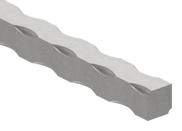 Vierkant gehaemmert - Material- 16x16 mm - Laenge- 3000 mm - Stahl -Roh- S235JR-30-1487.8