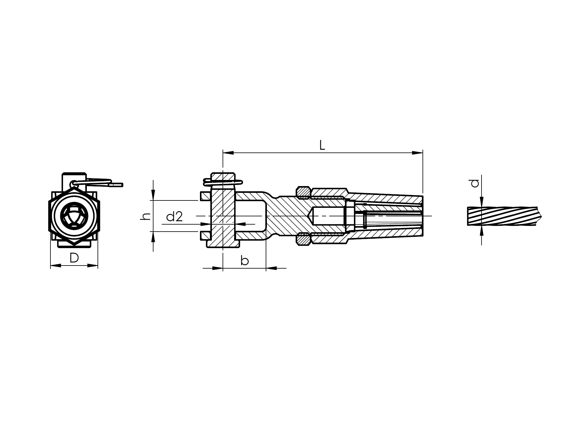 Kabelspanner Edelstahl AISI 316 fuer 3 mm Kabel L 51 mm Schliff-89-11A147300003-A.4