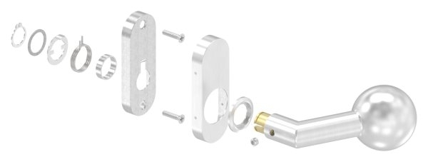 Drueckerknopf Edelstahl V2A Ø 50 mm drehbar gekroepft rechts-88-11612-VA-D.R