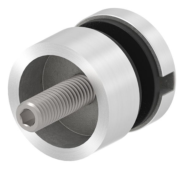 Glaspunkthalter V2A Ø 30 mm flach Klemmbereich 6-12-76 mm Gewinde M8 inkl- Gummi-10-5000.4
