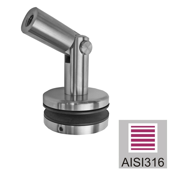 Vordach Glashalter Edelstahl AISI 316 h- 47 mm geschliffen mit Loch-89-11A1470R-A.4