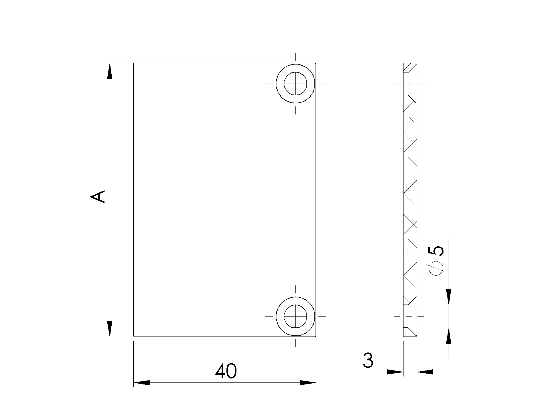 Adapterkappe Aluminium 60 x 40 x 3 mm Anthrazit RAL 7016 MODEL 40-89-11FGCA60X40R7016-A.4
