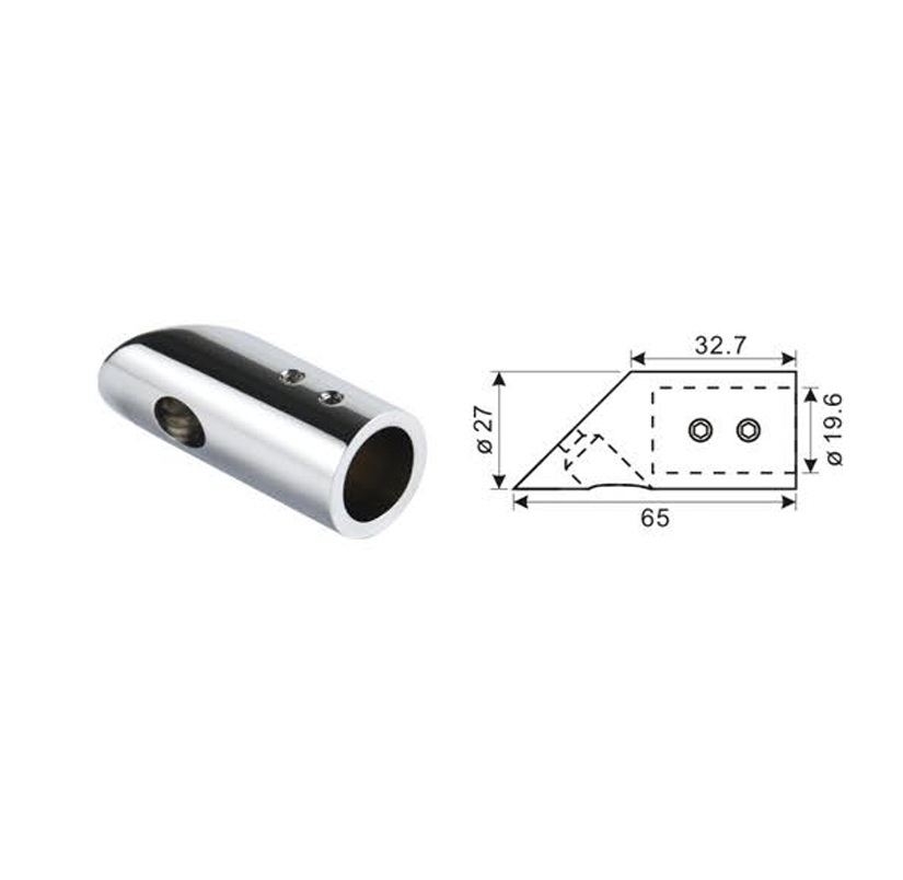 Wandhalter 45 Messing poliert fuer Stange Ø 19 mm-89-11GSMSZP124PCR-A.4