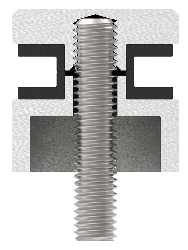 Glaspunkthalter V2A Ø 30 mm flach Klemmbereich 6-12-76 mm Gewinde M8 inkl- Gummi-10-5000.4
