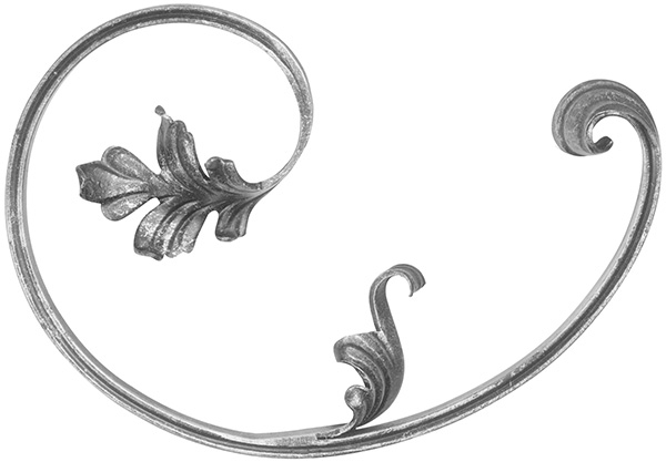 Barockelement - links - Schwerbarock - Masse- 200x280 mm - Material- 16x8 mm - Stahl S235JR- roh-30-1812.8