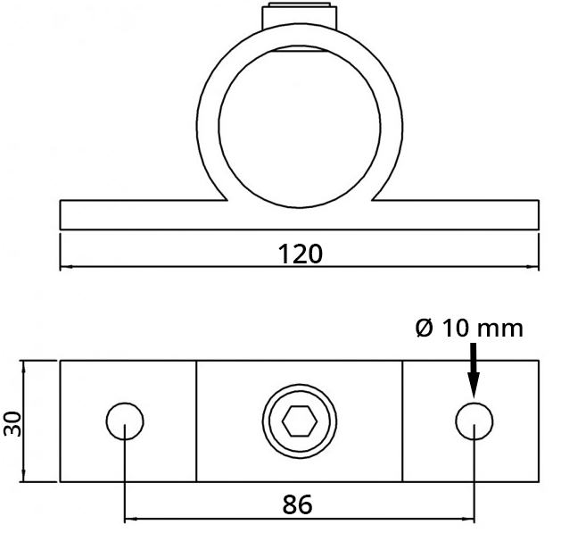Rohrverbinder Befestigungsring mit Flansch 2 Bohrungen Ø 33-7 mm -1- - Temperguss verzinkt - 198B34-198B34