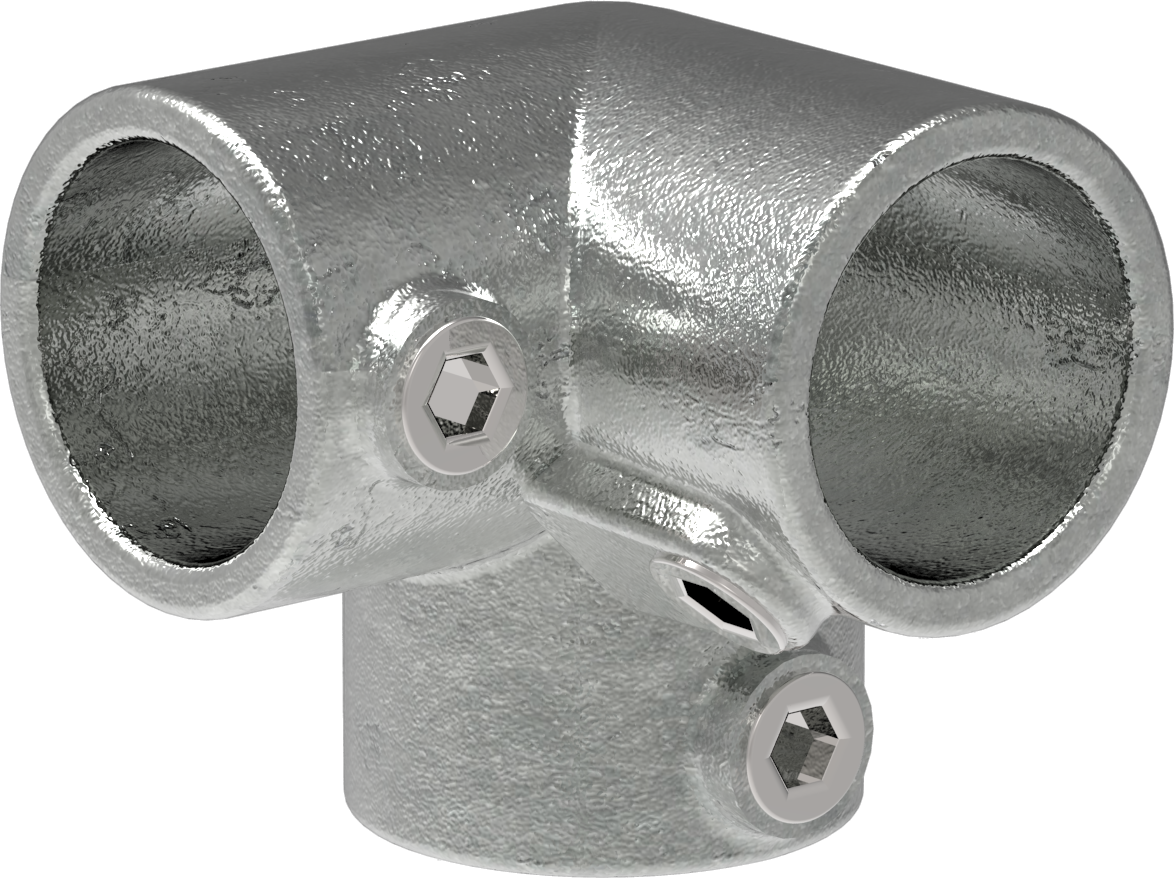 Rohrverbinder - Dreiweg-Eckstueck 90° - 128D48 - 48-3 mm - 1 1-2- - Feuerverzinkt u. Elektrogalvanisiert-128D48