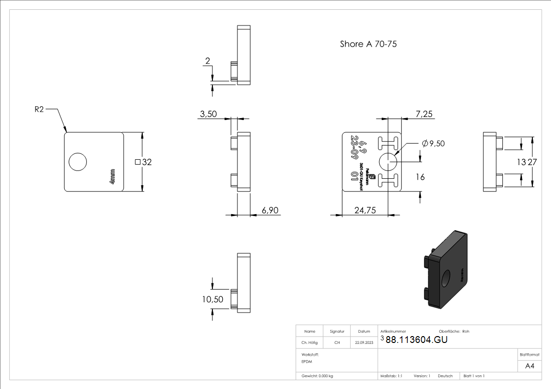 1 Paar Gummi fuer Mod- 36- fuer Blech 4-0mm-88-113604.GU
