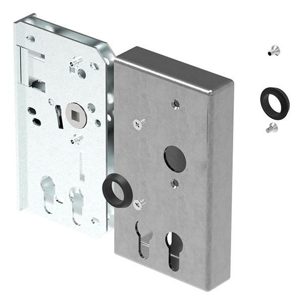 Kastenschloss verzinkt 30 mm fuer zwei Profilzylinder-30-3250.8
