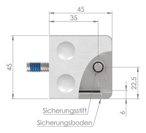 Glasklemme 45x45x26 mm AbZ fuer Anschluss Ø 33-7 mm Edelstahleffekt-10-3033.2ABZ