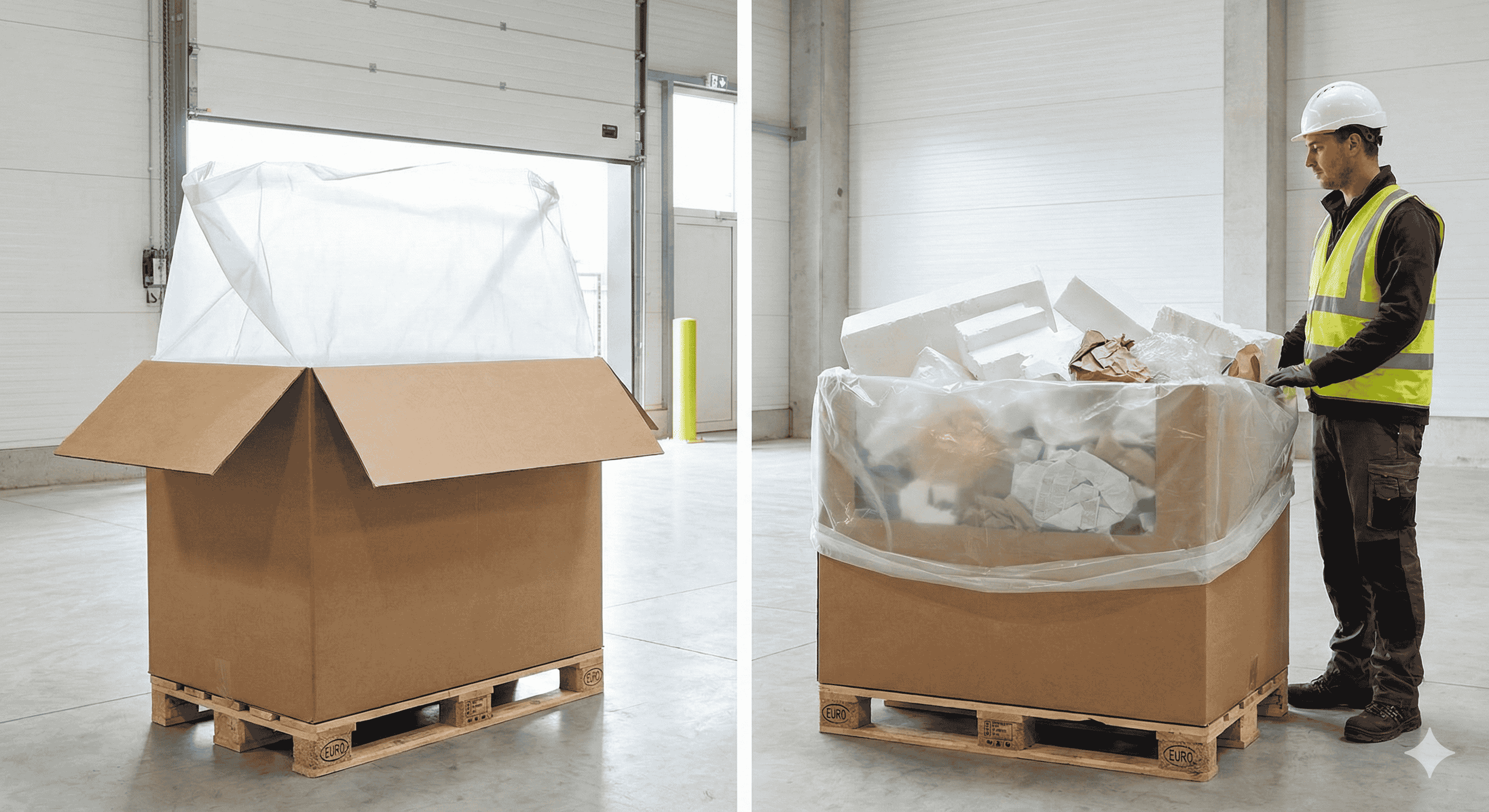 3x Container Inliner 2500 Liter 90my Transparent - XXL Abdeckhaube fuer Paletten - Industrie Qualitaet-1SFB1250-850X210090_3