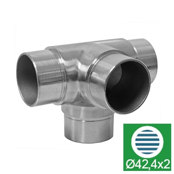 Handlauf Kreuzverbinder Edelstahl V2A fuer Rohr D42-4x2 mm geschliffen-89-11A0309242-A.4