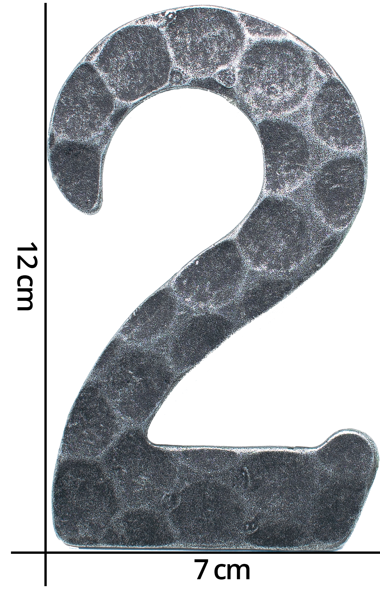 Hausnummer 2 - Abmessung 12x8 cm - Material 4 mm gehaemmert - Stahl -Roh- S235JR-30-3112.8