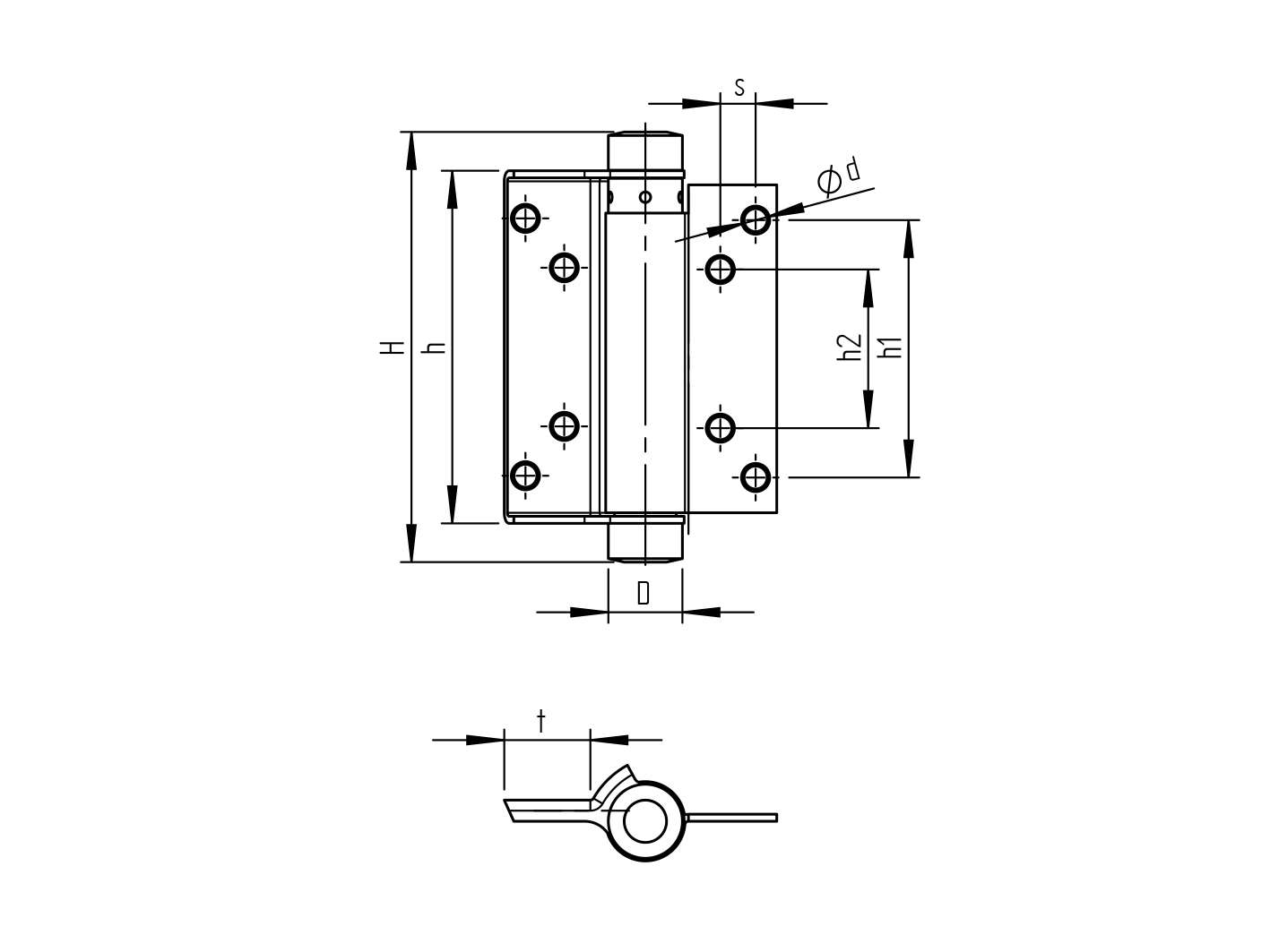 Selbstschliessendes Federscharnier Stahl roh 100 mm einstellbar bis 22 kg-89-11D472FE100-A.4