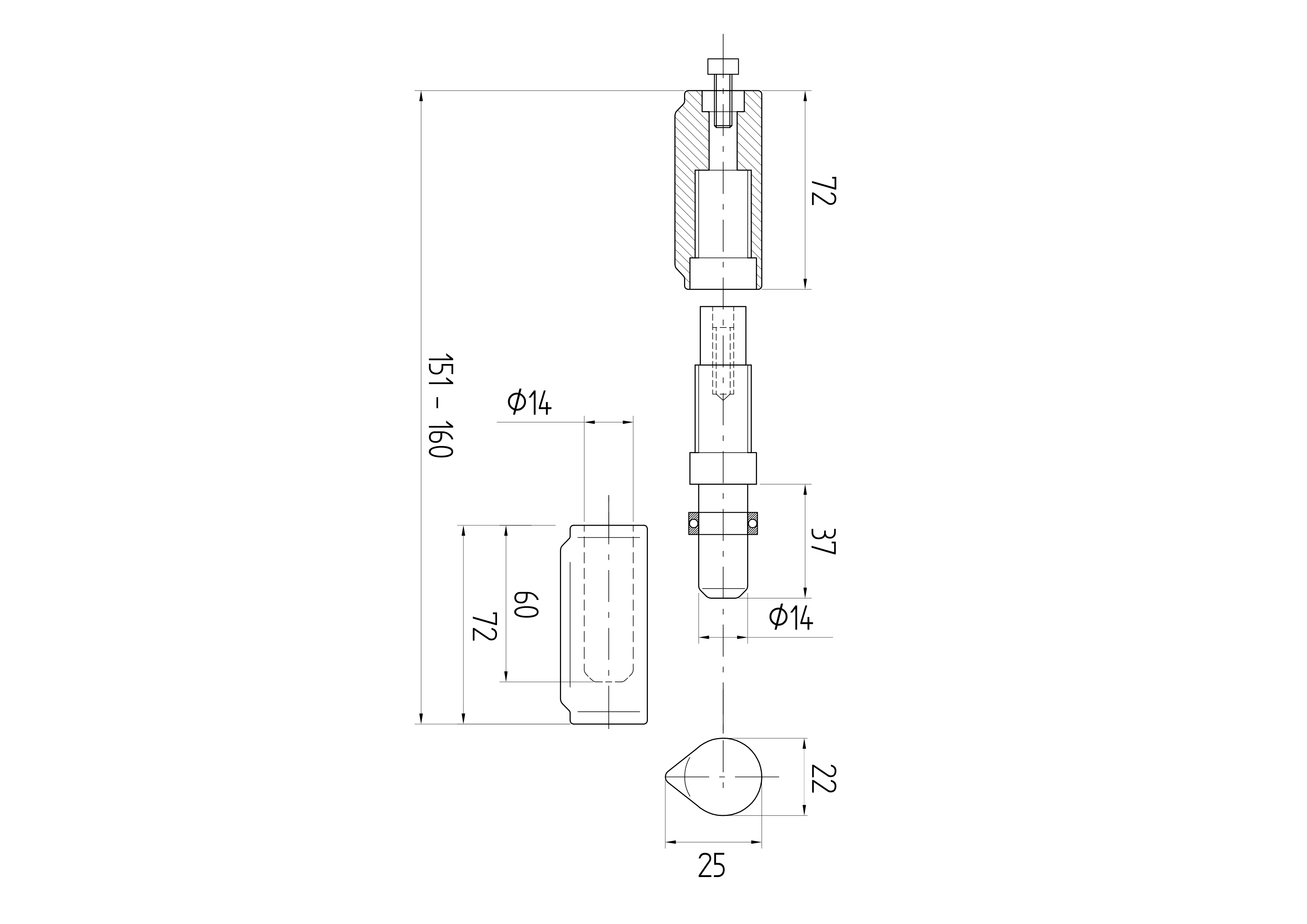 Anschweissband Stahl roh Ø 22 mm L=151-160 mm 2-teilig bis 100 kg-89-11D411150R-A.4