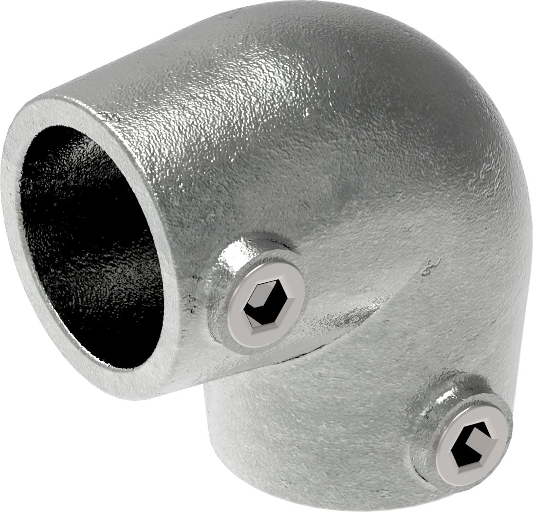 Rohrverbinder - Bogen 90° verstellbar 0-11° - 154 - 33-7 mm - 48-3 mm - 1- - 1 1-2- - Feuerverzinkt u. Elektrogalvanisiert-154
