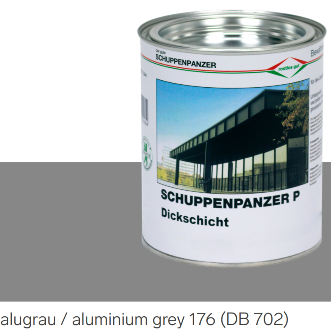 SCHUPPENPANZER-P Dickschicht 0731 alugrau 176 DB 702 fuer Zaeune und STAHL-67-1055.0