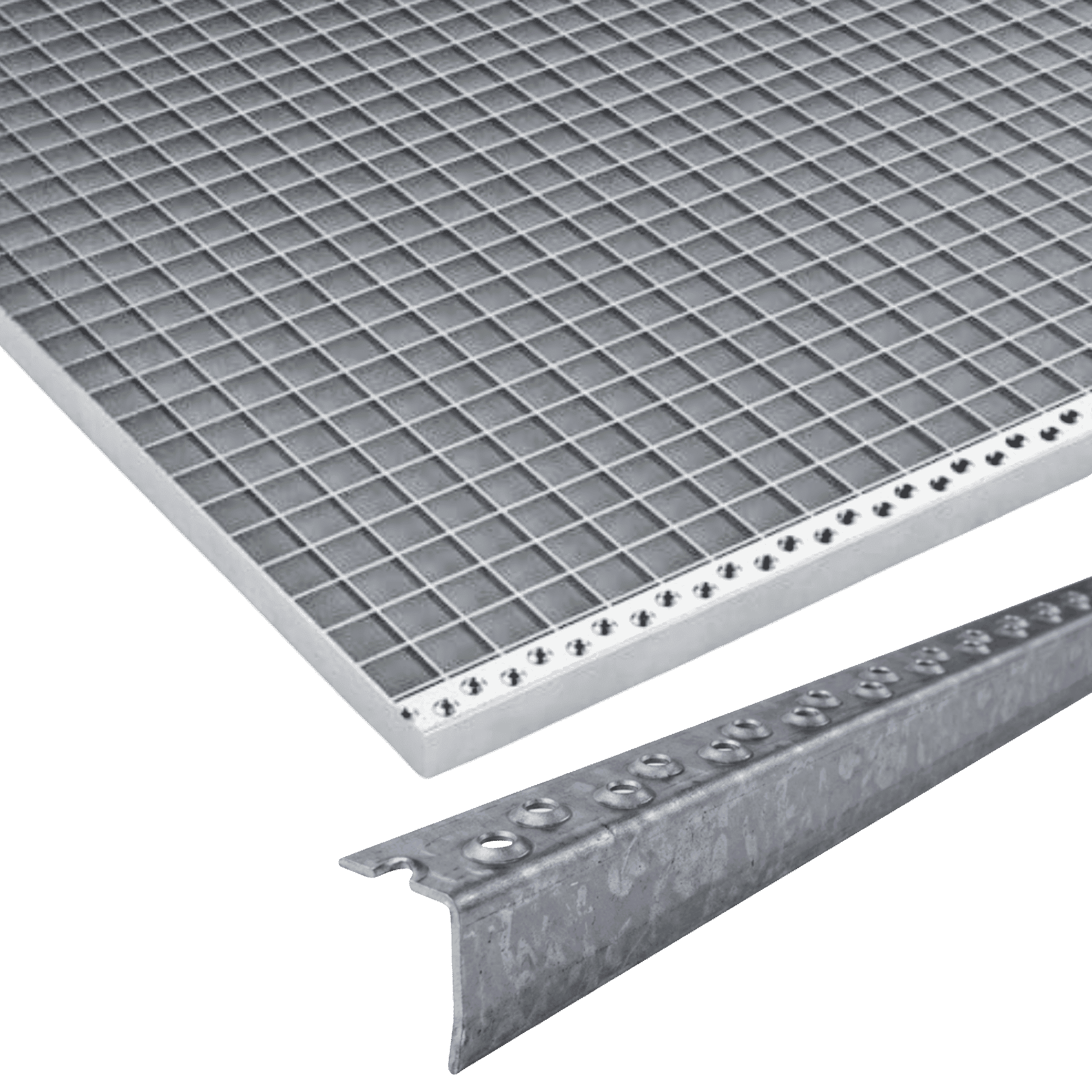 Press-Podestrost T-Profil 800 x 1000 mm - Maschenweite 33 x 33 mm - Tragstab 30 x 2 mm - mit Sicherheitsantrittskante - feuerverzinkt-21-P8010030302.7
