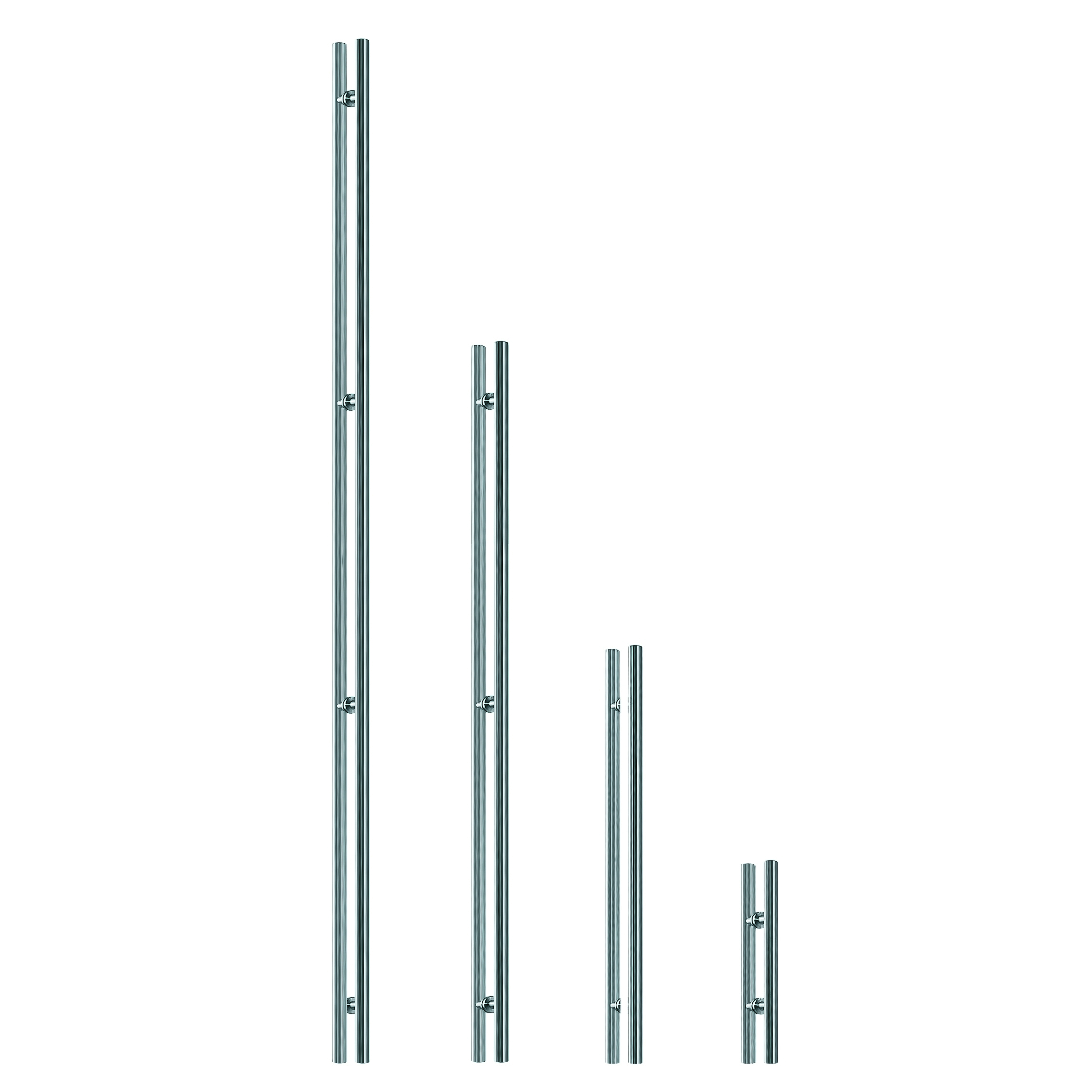 FeNau Glastuergriff Edelstahl AISI 304 geschliffen Ø25mm H500mm Paar-89-11GS304M125500S-A.4