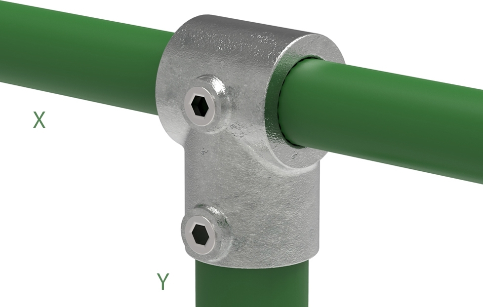 Rohrverbinder T-Stueck kurz Ø 48-3 mm -1 1-2- - 42-4 mm -1 1-4- - Temperguss verzinkt - 101D48-C42-101D48-C42
