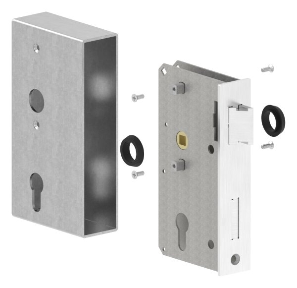 Schlosskasten - Masse- 173x94-5x40 mm - Dorn- 60 mm - Stahl -roh- S235 JR-30-3202.8
