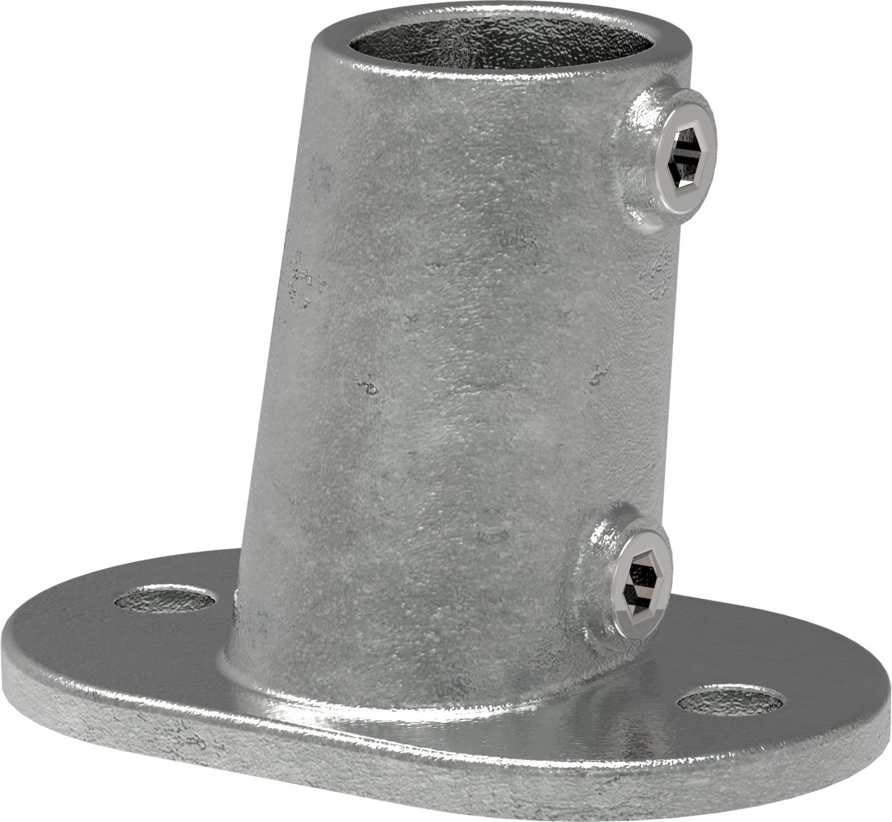 Rohrverbinder - Fussplatte oval 3-11° Neigung - 152 - 33-7 mm - 48-3 mm - 1- - 1 1-2- - Feuerverzinkt u. Elektrogalvanisiert-152