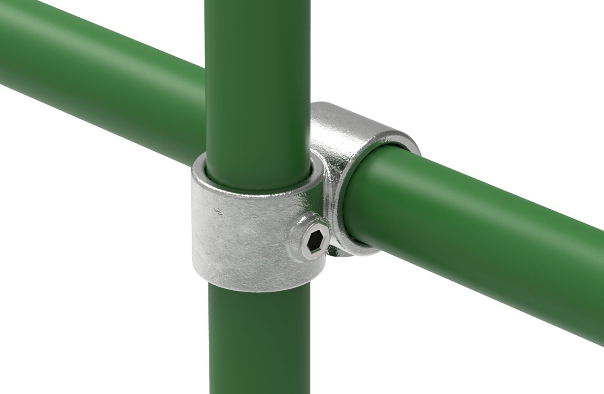 Rohrverbinder - Kreuzstueck vorgesetzt 90° reduziert - 161C42-B34 - 42-4 mm; 33-7 mm - 1 1-4-; 1- - Feuerverzinkt u. Elektrogalvanisiert-161C42-B34
