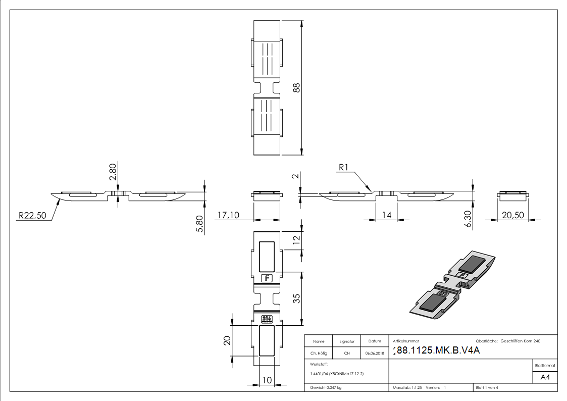 Sichtschutz Sicherungsboden MK Mod- 25- in V4A-88-1125-MK-B.V4A
