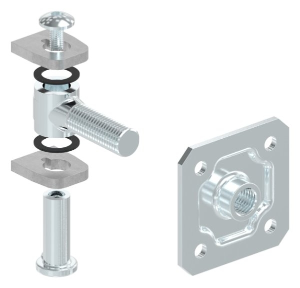 Torband M22 verstellbar mit Befestigungsplatte Stahl -Roh- S235JR-30-3538.7
