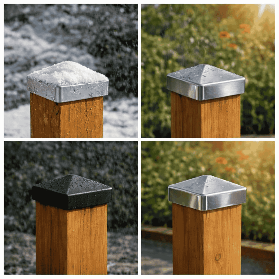 Pfostenkappe 70x70 mm Stahl verzinkt – 10er Set fuer Holzpfosten inkl. Schrauben-60220-70-011
