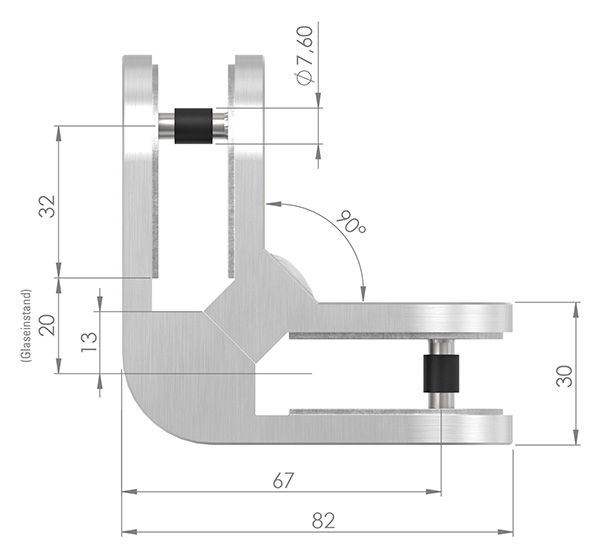 Eckglasklemme 90° Mod- 23- in V4A-88-1123-V4A.90