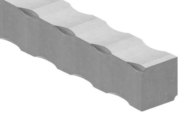 Vierkant gehaemmert - Material- 25x25 mm - Laenge- 3000 mm - Stahl -Roh- S235JR-30-1492.8