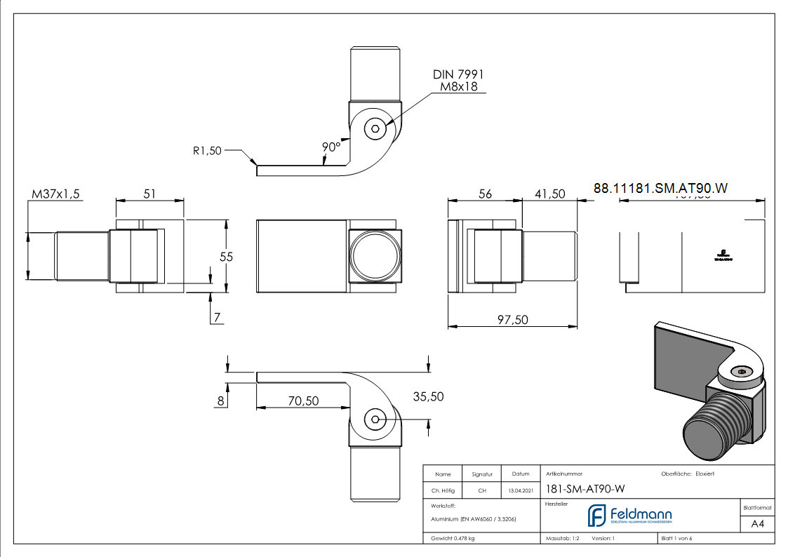 Torband 180° ohne selbstschl- Funktion schweissbar ARTIKEL - SM AT90 W-Anschweissversion-88-11181-SM-AT90.W