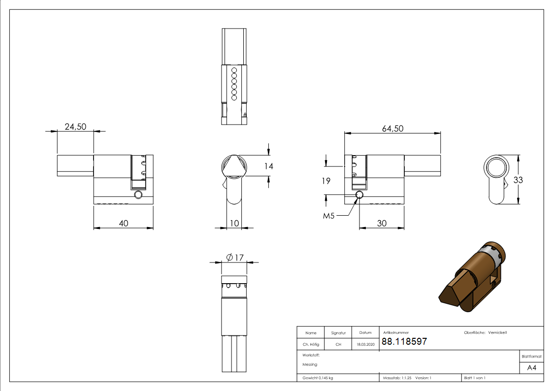 Halbzylinder Dreikant 15 mm-88.118597
