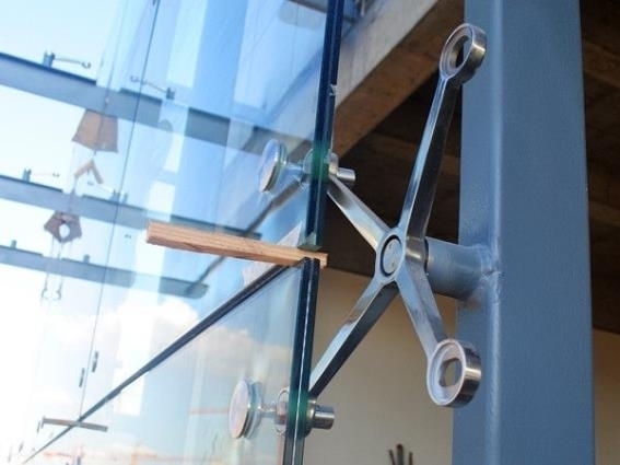 Edelstahl Glashalter Punkthalter Kugelgelenk fuer Fassade AISI 304 geschliffen-89-11GS304ZAR55-A.4