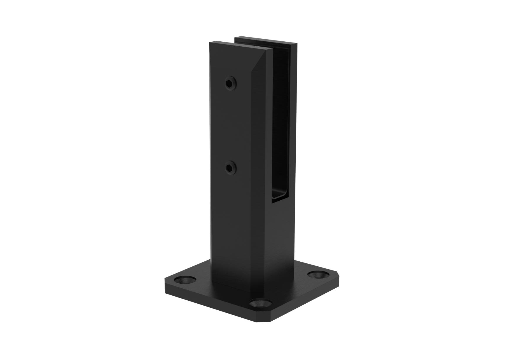 Glasklemme Edelstahl AISI 304 fuer Glas 12-76-17-52 mm Schwarz RAL 9005 ohne Glasbohrung-89-11ABL6200000C-A.4